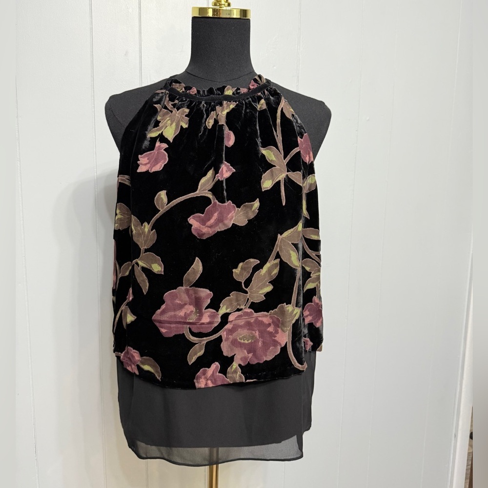#14) Max Studio Black Velvet Floral Blouse